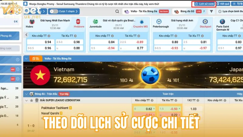 Thể Thao Vaobet - Khả năng theo dõi lịch sử cược một cách chi tiết