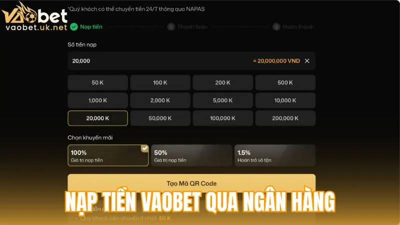 Nạp tiền Vaobet qua ngân hàng