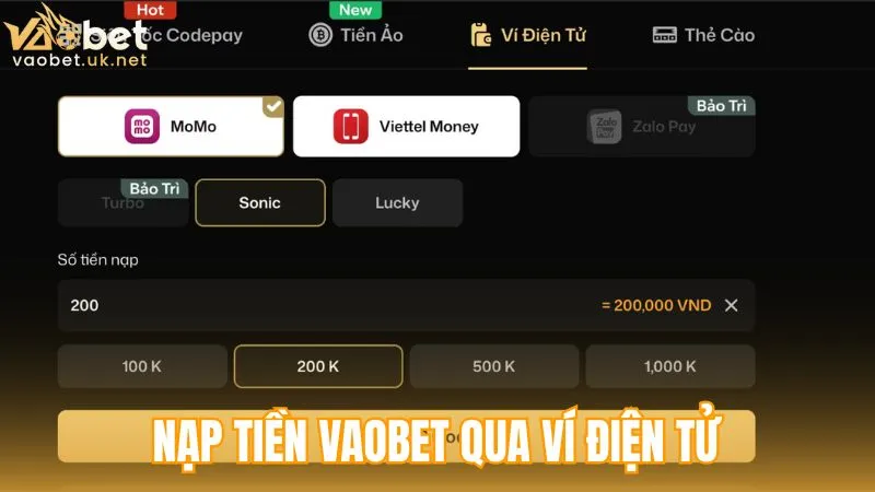 Nạp tiền Vaobet qua ví điện tử
